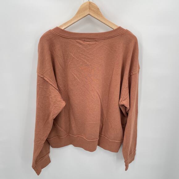 MICHAEL STARS NWT Camila V Neck Sweatshirt in Terracotta // XL - Picture 13 of 13